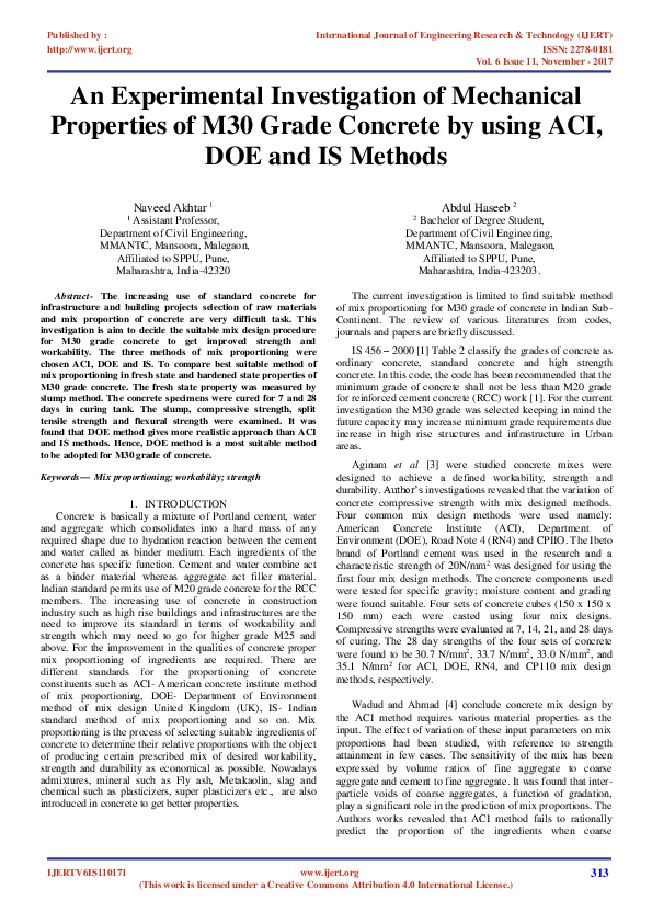 (PDF) An Experimental Investigation of Mechanical Properties of M30