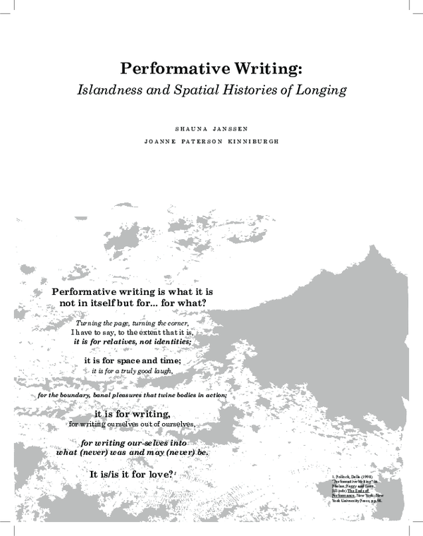 (PDF) Performative Writing: Islandness and Spatial Histories of Longing