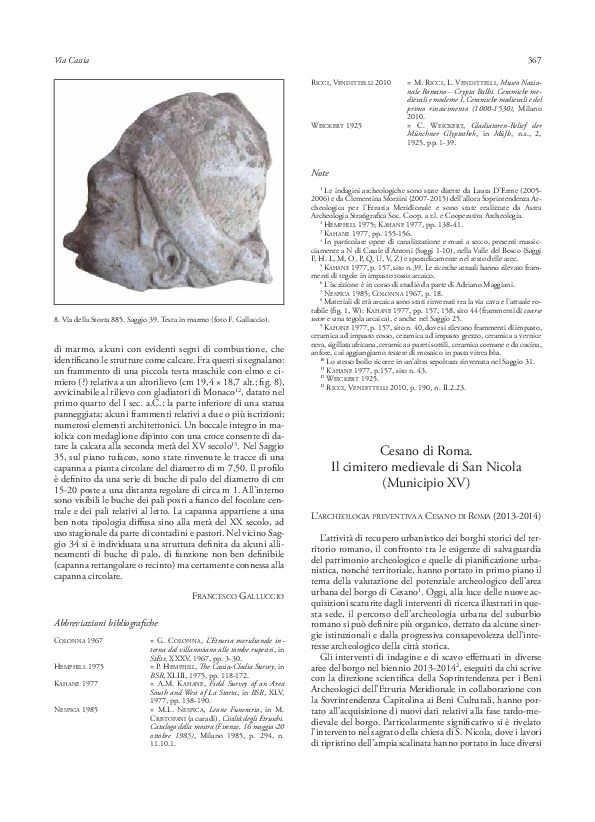 (PDF) Cesano di Roma. Il cimitero medievale di San Nicola (Municipio XV ...