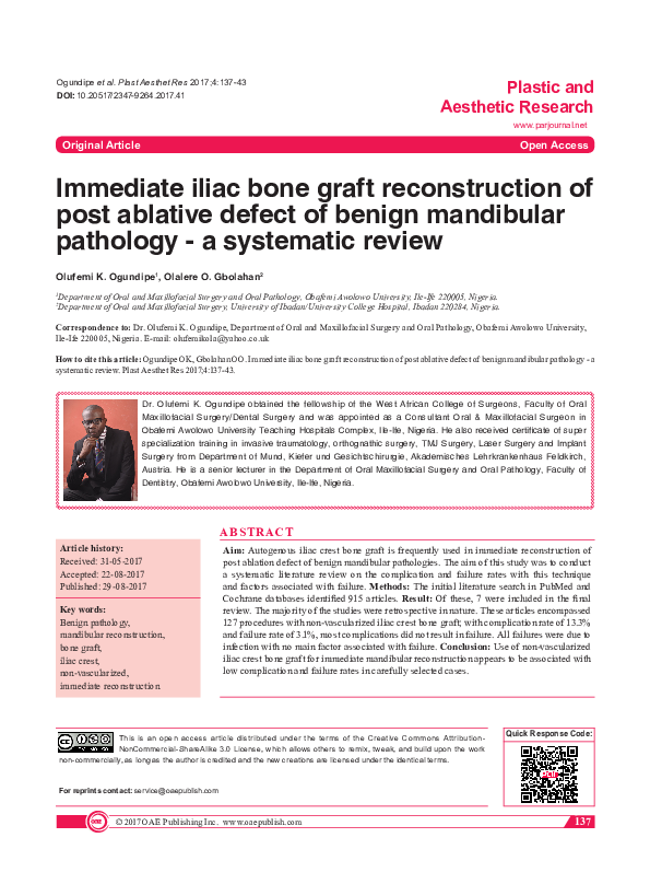 (PDF) Immediate iliac bone graft reconstruction of post ablative defect ...