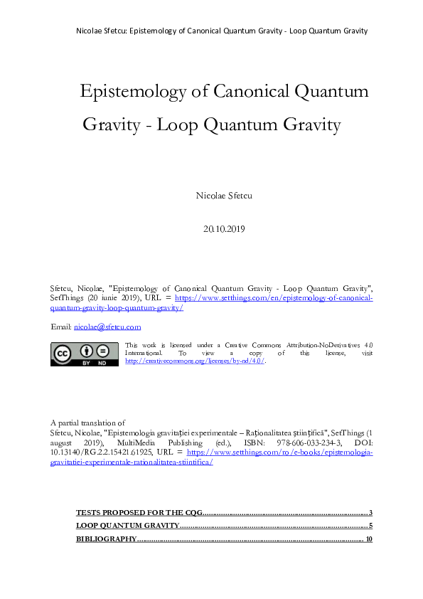 (PDF) Epistemology of Canonical Quantum Gravity - Loop Quantum Gravity