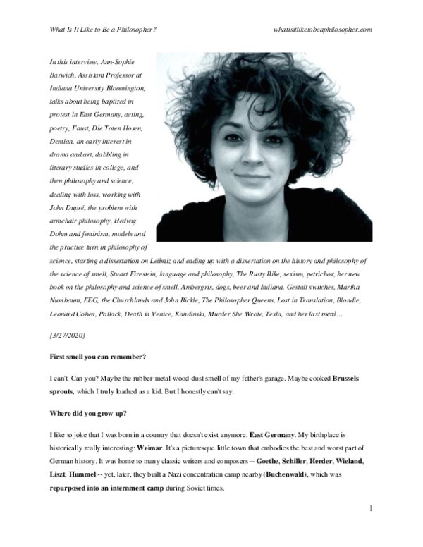 PDF) Ann-Sophie Barwich Interview