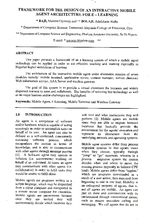 (PDF) Framework For the Design Of An Interactive Mobile Agent ...
