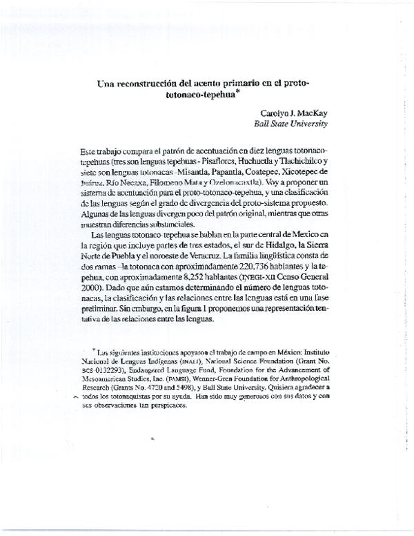 (PDF) Reconstrucción del acento primario en el proto totonacotepehua