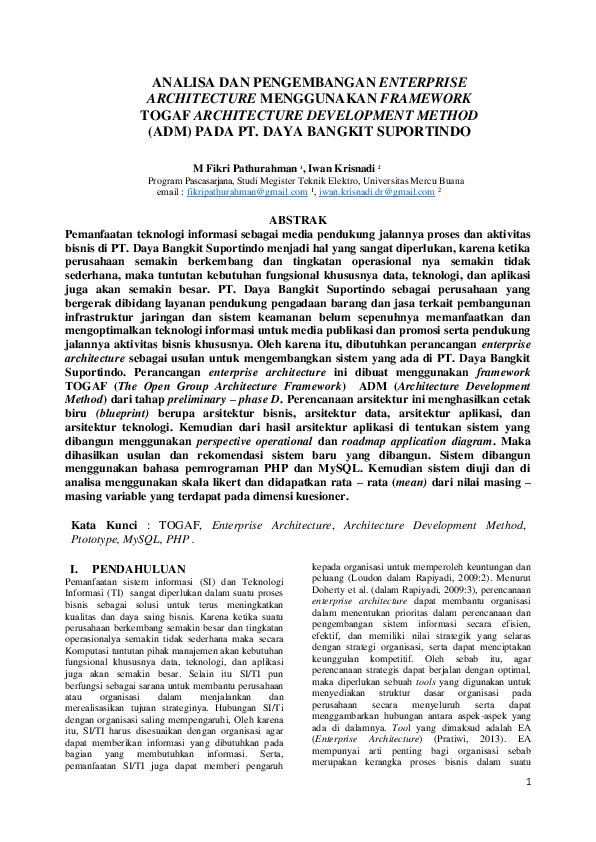 (PDF) ANALISA DAN PENGEMBANGAN ENTERPRISE ARCHITECTURE MENGGUNAKAN ...
