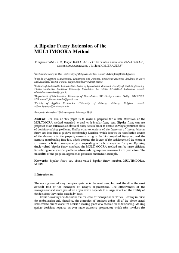 (DOC) A Bipolar Fuzzy Extension of the MULTIMOORA Method