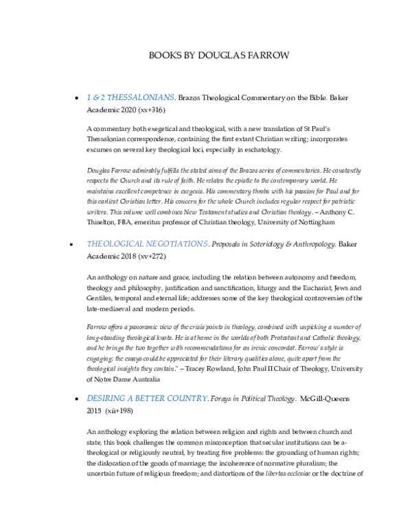 (DOC) Books by Douglas Farrow