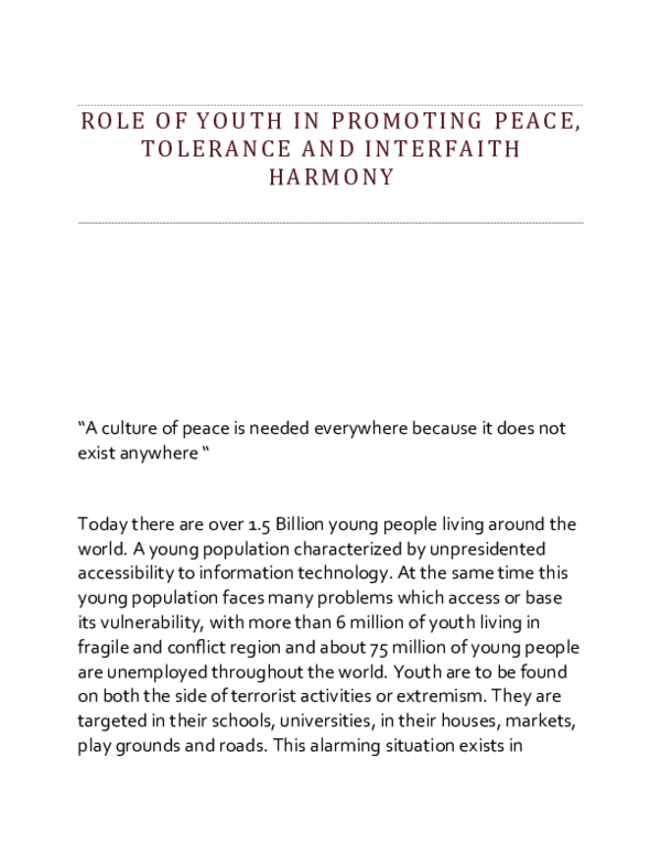 (DOC) Improved1.Role of Youth in Promoting Peace ,Tolerance and ...