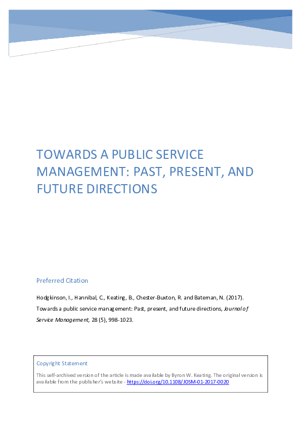 (PDF) Towards a public service management: Past, present, and future ...