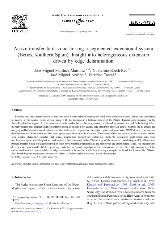 (PDF) Active transfer fault zone linking a segmented extensional system ...