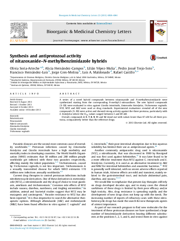 (PDF) Synthesis and antiprotozoal activity of nitazoxanide–N ...