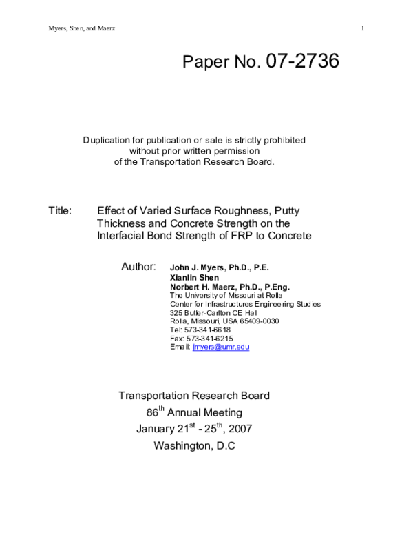 (PDF) Effect of varied surface roughness, putty thickness and concrete ...