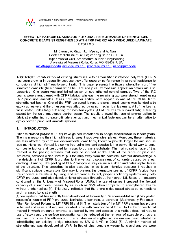 (PDF) Effect of Fatigue Loading on Flexural Performance of Reinforced ...