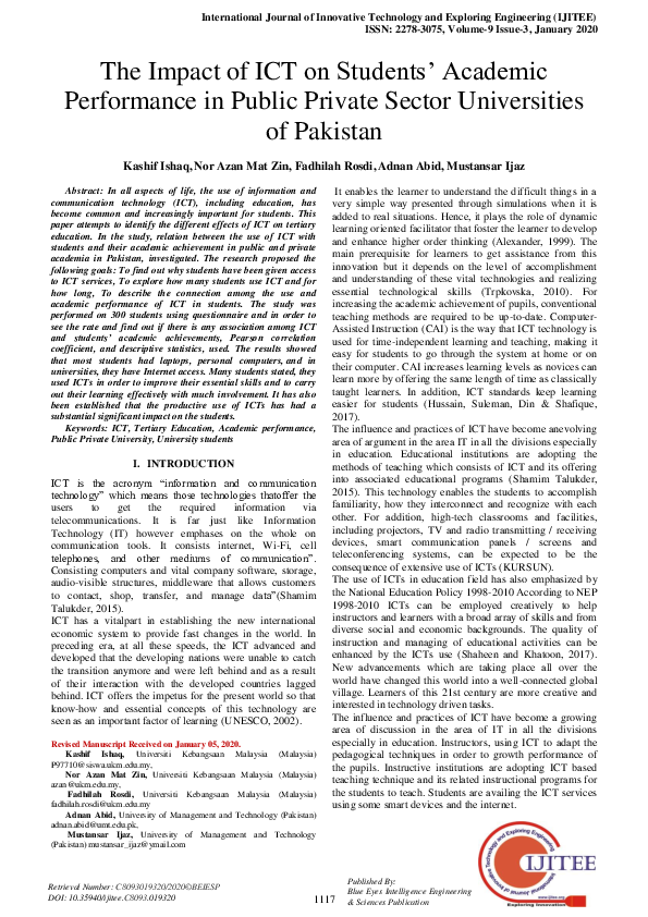 (PDF) The Impact of ICT on Students’ Academic Performance in Public ...