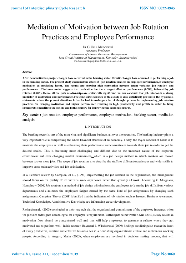 (PDF) Mediation of Motivation between Job Rotation Practices and ...