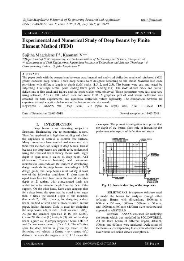 (PDF) Experimental and Numerical Study of Deep Beams by Finite Element ...