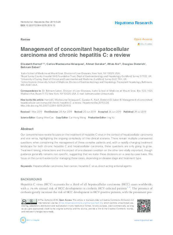 (PDF) Management of concomitant hepatocellular carcinoma and chronic ...