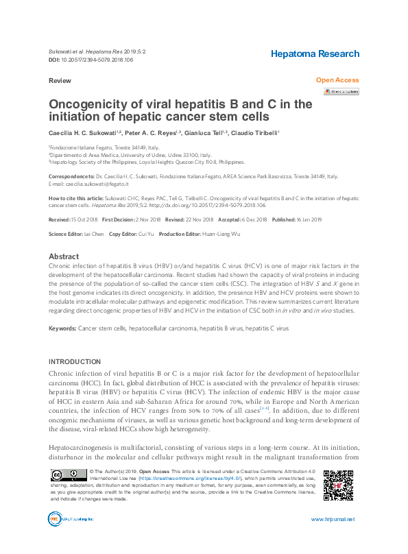 (PDF) Oncogenicity of viral hepatitis B and C in the initiation of ...