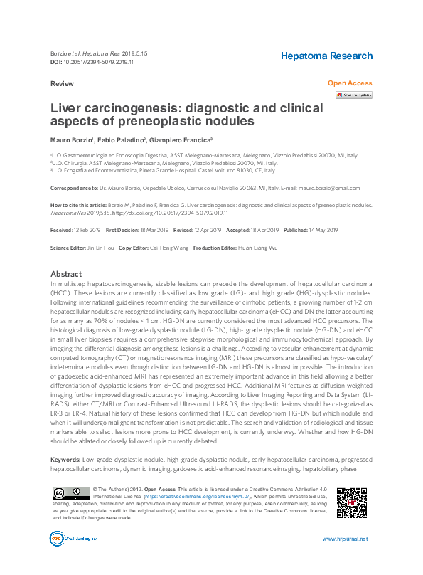 (PDF) Liver carcinogenesis: diagnostic and clinical aspects of ...