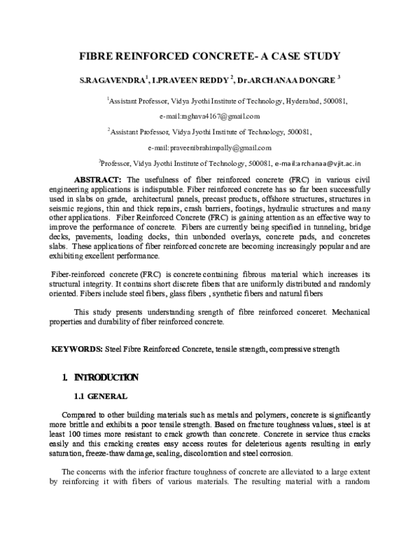 (PDF) FIBRE REINFORCED CONCRETE-A CASE STUDY