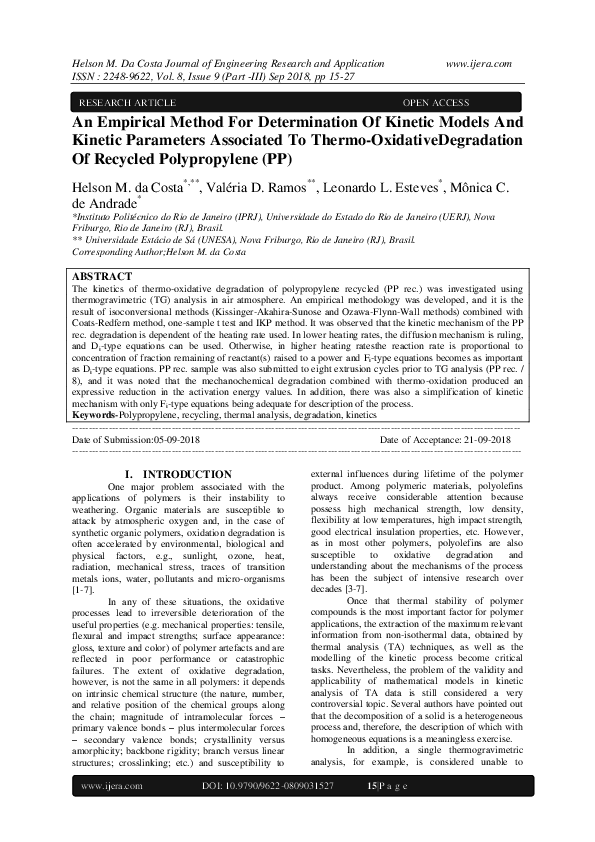 (PDF) An Empirical Method For Determination Of Kinetic Models And ...