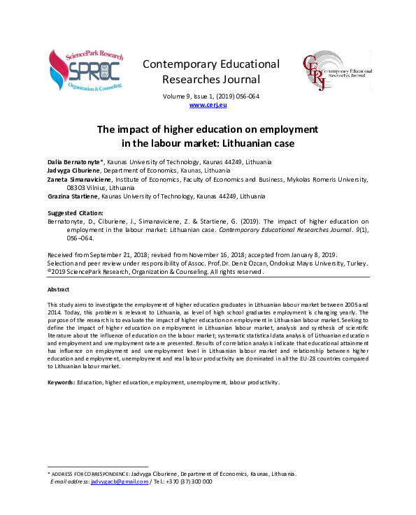 (PDF) The impact of higher education on employment in the labour market ...