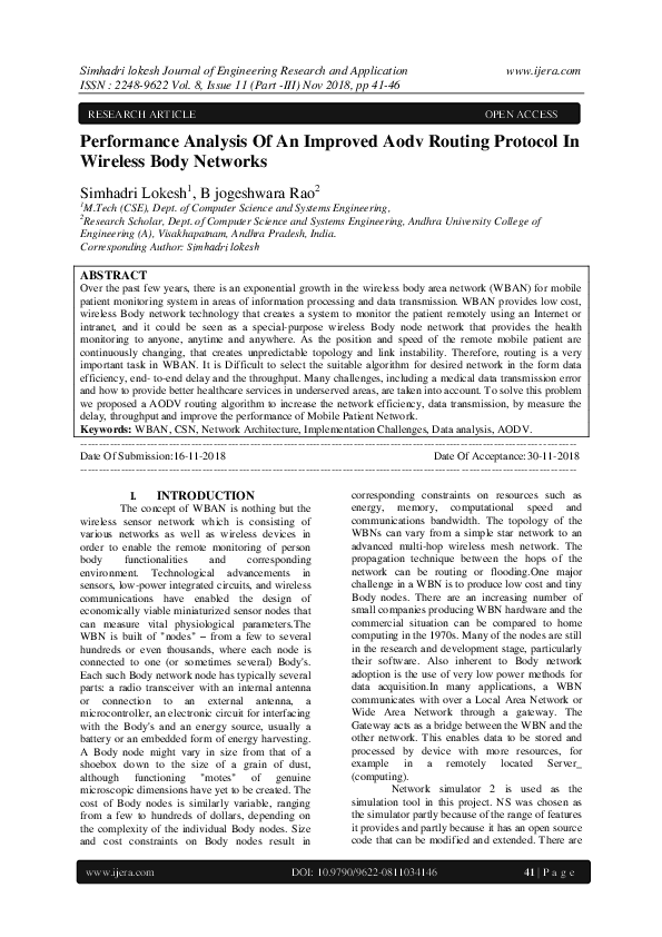(PDF) Performance Analysis Of An Improved Aodv Routing Protocol In ...