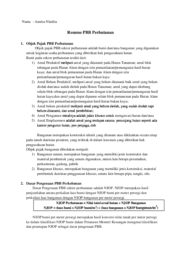 Pdf Pbb Sektor Perhutanan