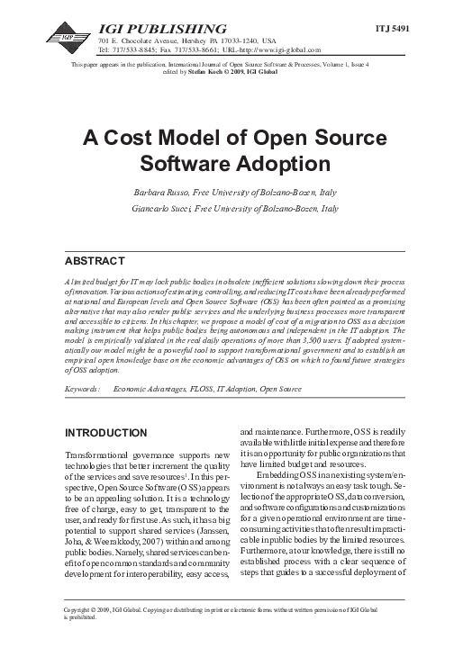 (PDF) A cost model of open source software adoption