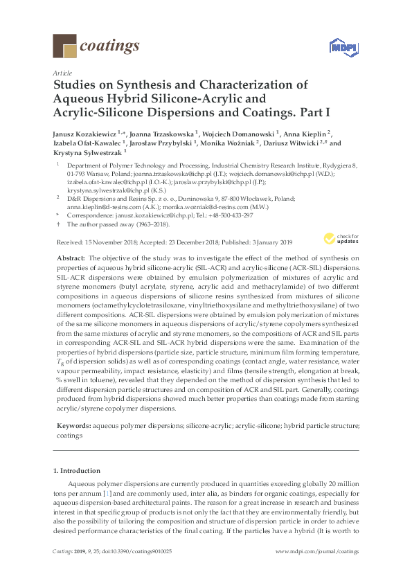 (PDF) Studies on Synthesis and Characterization of Aqueous Hybrid ...