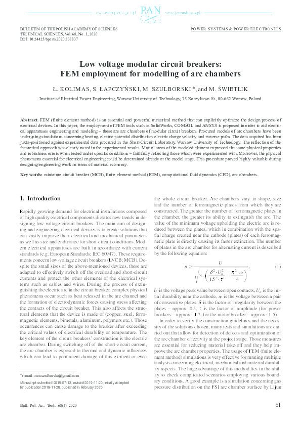 (PDF) Low voltage modular circuit breakers FEM employment for