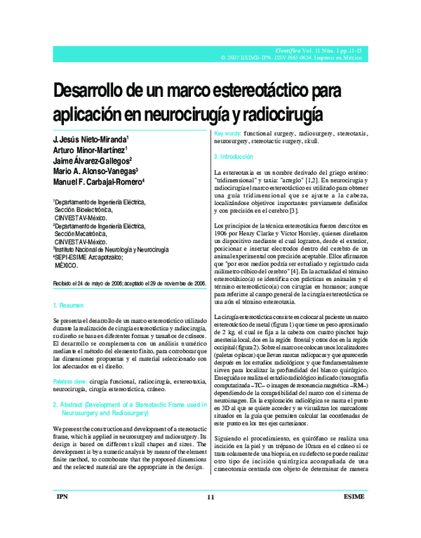 (PDF) Desarrollo de un marco estereotáctico para aplicación en ...