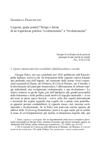 (PDF) I signori, quale potere? Tempi e forme di un'esperienza politica ...