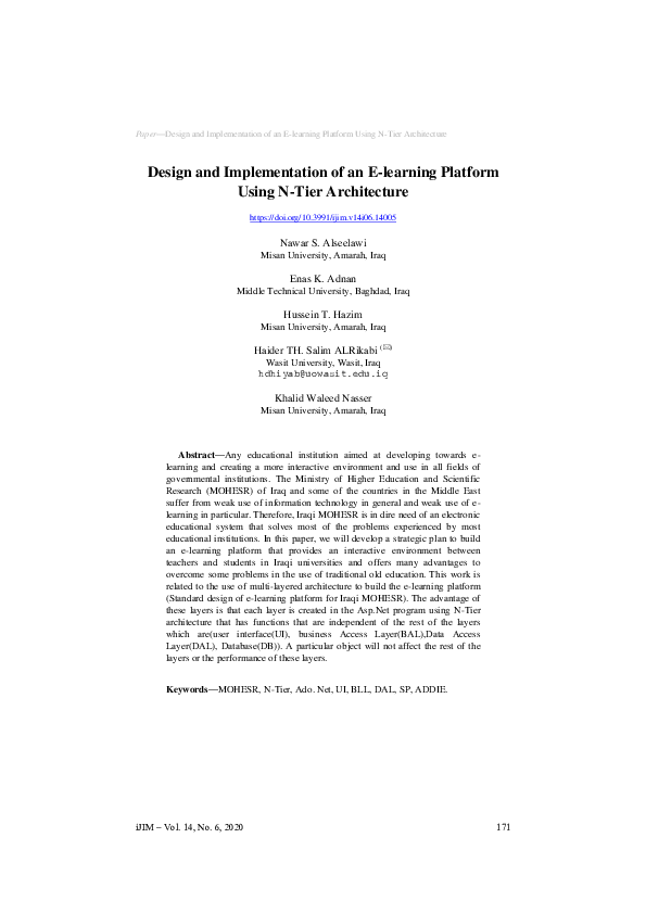 (PDF) Design and Implementation of an E-learning Platform Using N-Tier ...
