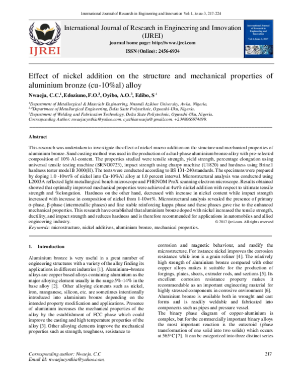 (PDF) Effect of nickel addition on the structure and mechanical ...