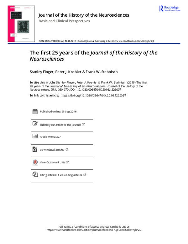 (PDF) The first 25 years of the Journal of the History of the