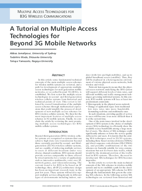(PDF) MULTIPLE ACCESS TECHNOLOGIES FOR B3G WIRELESS COMMUNICATIONS