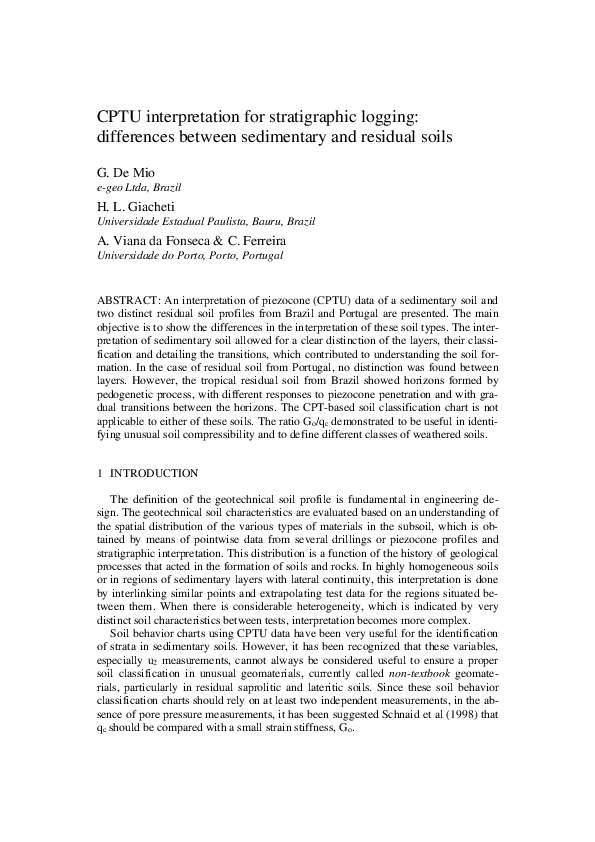 (PDF) CPTU interpretation for stratigraphic logging: differences ...