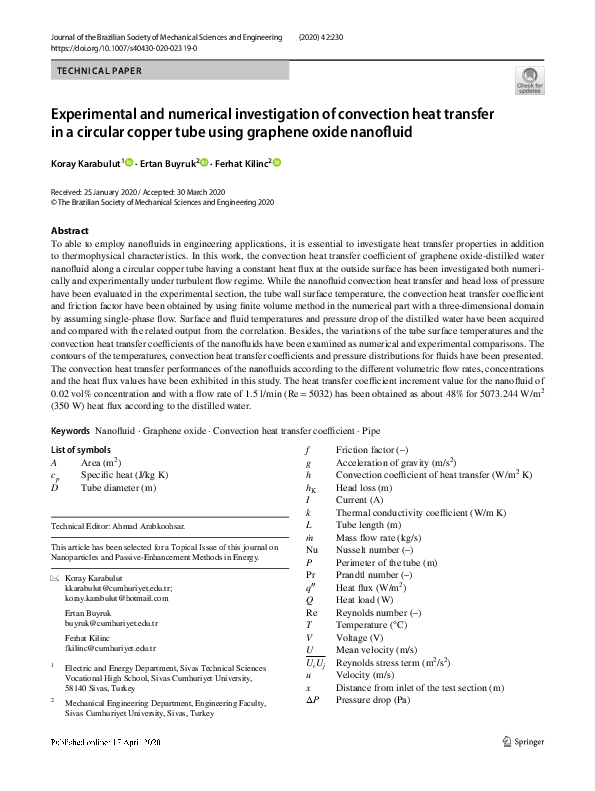 (PDF) Experimental and numerical investigation of convection heat ...