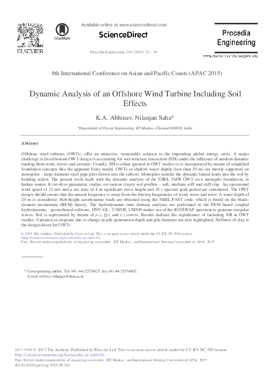 (PDF) Dynamic analysis of an offshore wind turbine including soil effects