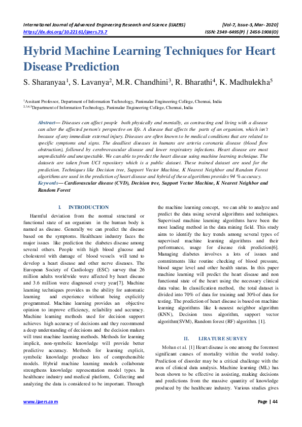 (PDF) Hybrid machine learning technique for heart disease prediction ...