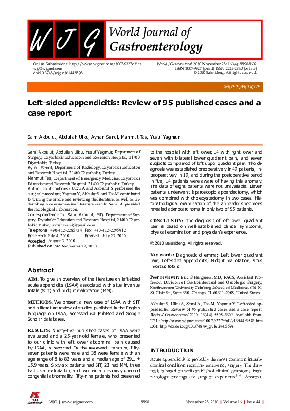 (PDF) Left-sided appendicitis: review of 95 published cases and a case ...