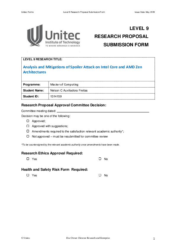 (PDF) LEVEL 9 RESEARCH PROPOSAL SUBMISSION FORM Analysis and ...