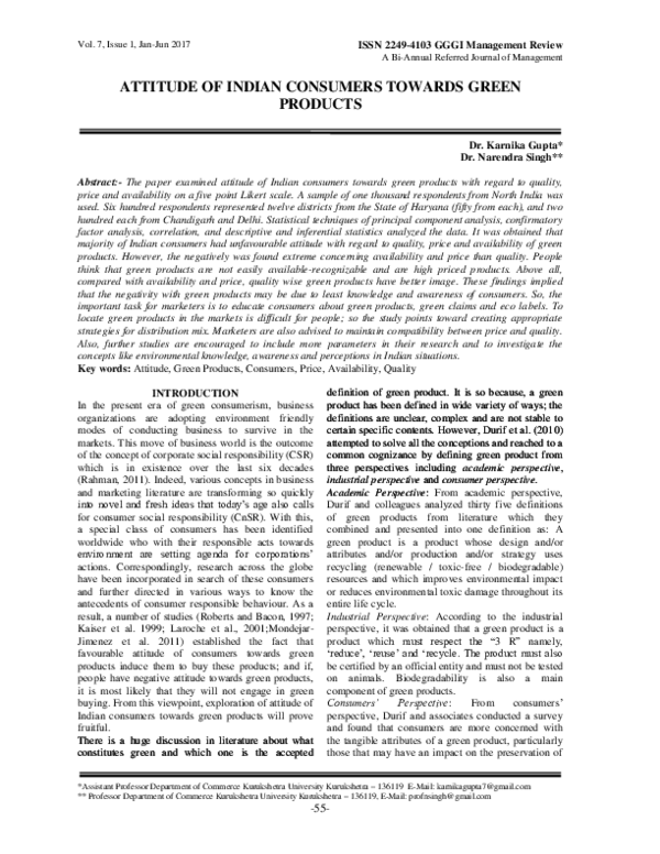 (PDF) Attitude of Indian Consumers towards Green Products