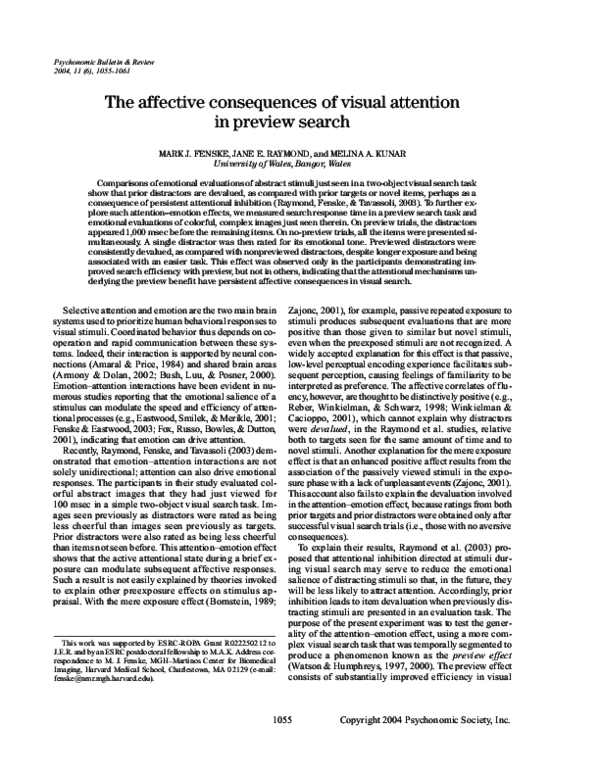 (PDF) The affective consequences of visual attention in preview search