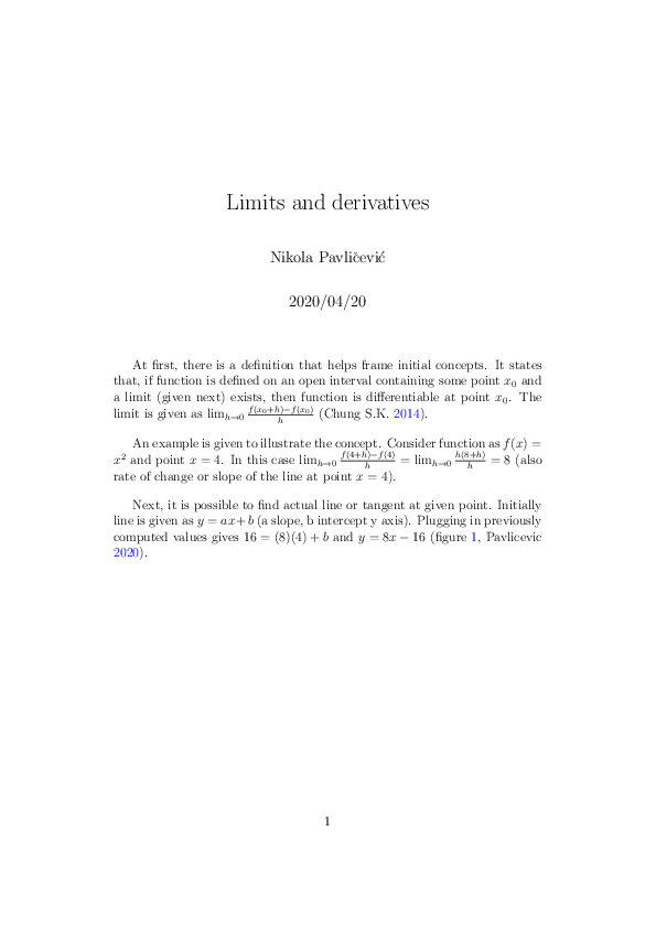 (PDF) Calculus - limits and derivatives example
