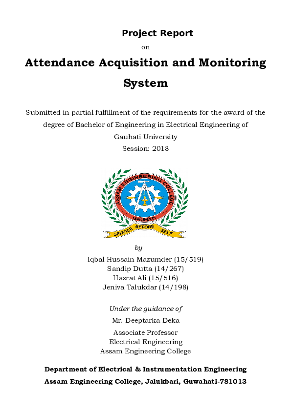 (DOC) Attendance Acquisition and Monitoring System