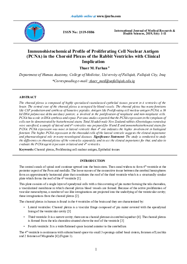 (PDF) Immunohistochemical Profile of Proliferating Cell Nuclear Antigen ...
