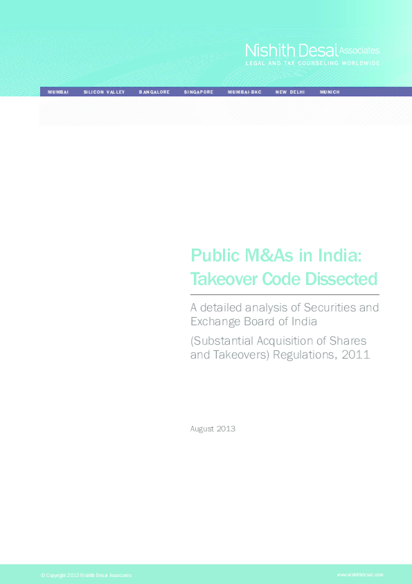 (PDF) Public M&As in India: Takeover Code Dissected A detailed analysis ...