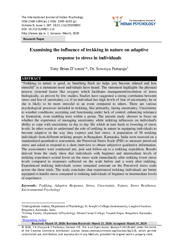 (PDF) Examining the influence of trekking in nature on adaptive ...